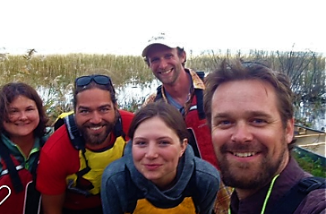 Dr. Graham Strickert (far right) and SENS students at a Redberry Lake field course.